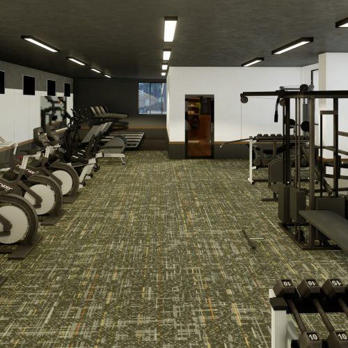Rendering of the fitness centre at The Bevel in Waterloo Ontario
