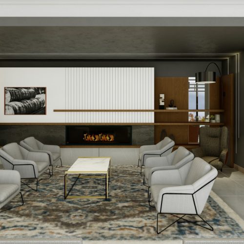 Rendering of the seat area in the lobby at The Bevel