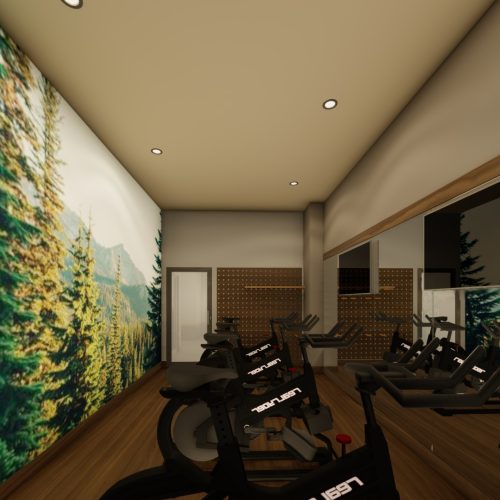 Rendering of the gym at The Grand Trios apartment building for rent in Guelph